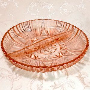 PINK DIVIDED RELISH - DEPRESSION GLASS?